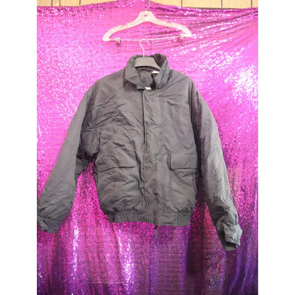 Black Bomber Jacket Large Amati Mens Quilted Microfiber Puffer Outerwear